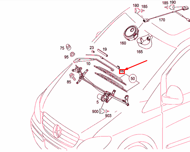 NEW MB VITO W639 LEFT WIPER ARM NOZZLE WASHER WITH HOSE A0008604847 ORIGINAL