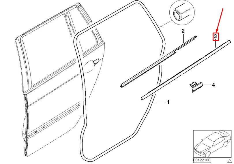 NEW BMW 3 TOURING E46 REAR RIGHT DOOR OUTER WEATHER STRIP 51348194772 ORIGINAL
