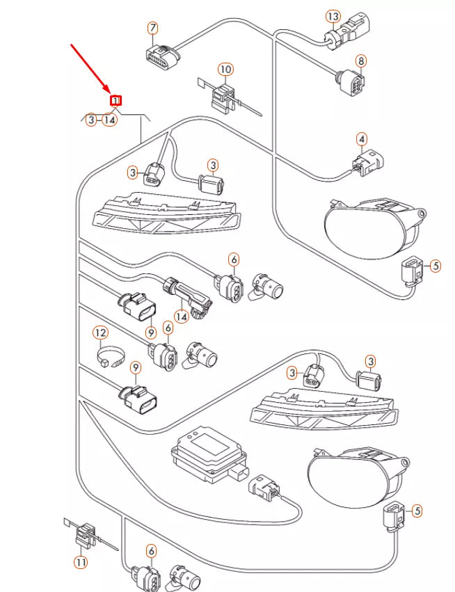 NEW AUDI Q7 4L FRONT BUMPER PARKING AID WIRING SET 4L0971095DG ORIGINAL