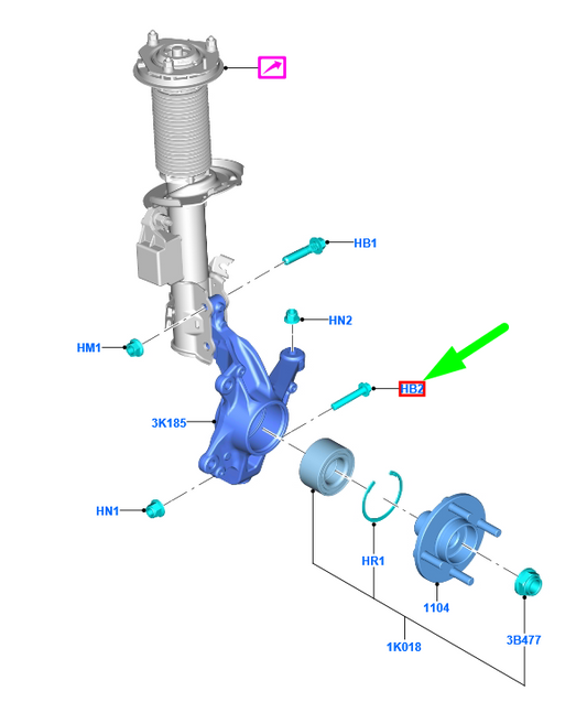 new ford fiesta mk7 front knuckle and hub bolt w709618-s442 1542515 original