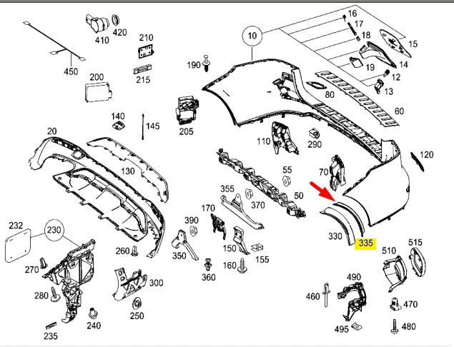 NEW MERCEDES-BENZ GLE W166 REAR RIGHT ARCH INNER COVER A1668849822 ORIGINAL