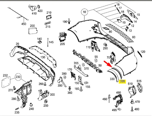 NEW MERCEDES-BENZ GLE W166 REAR RIGHT ARCH INNER COVER A1668849822 ORIGINAL