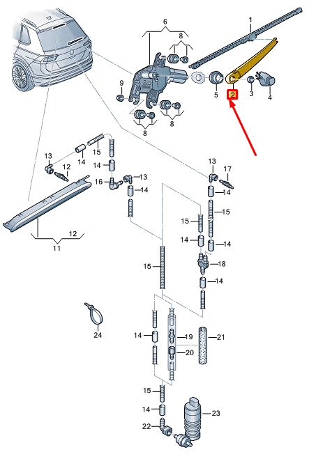 new vw tiguan ad rear tailgate window wiper arm 3g7955707a9b9 original