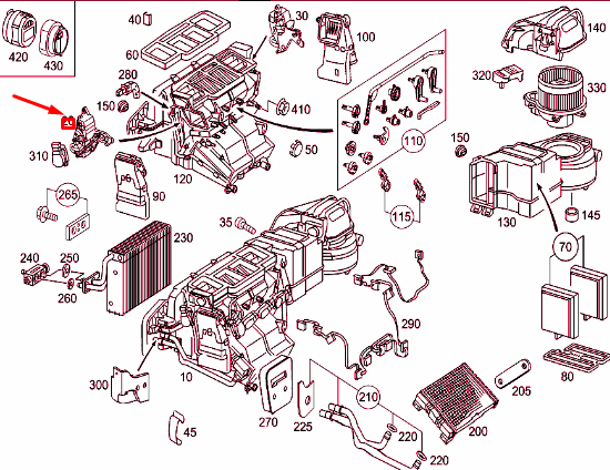 NEW MERCEDES-BENZ C W203 HEATER LEFT CONTROL LEVER A2038300133 ORIGINAL