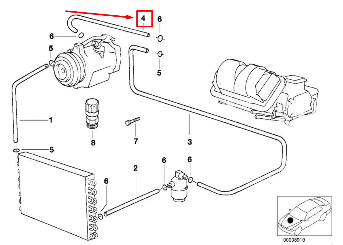 NEW BMW 5 E39 AIR CONDITIONING HOSE 64538384859 8384859 ORIGINAL