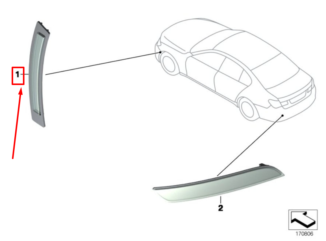 new bmw 7 f01, f02 rear left bumper reflector 63147191111 7191111 original