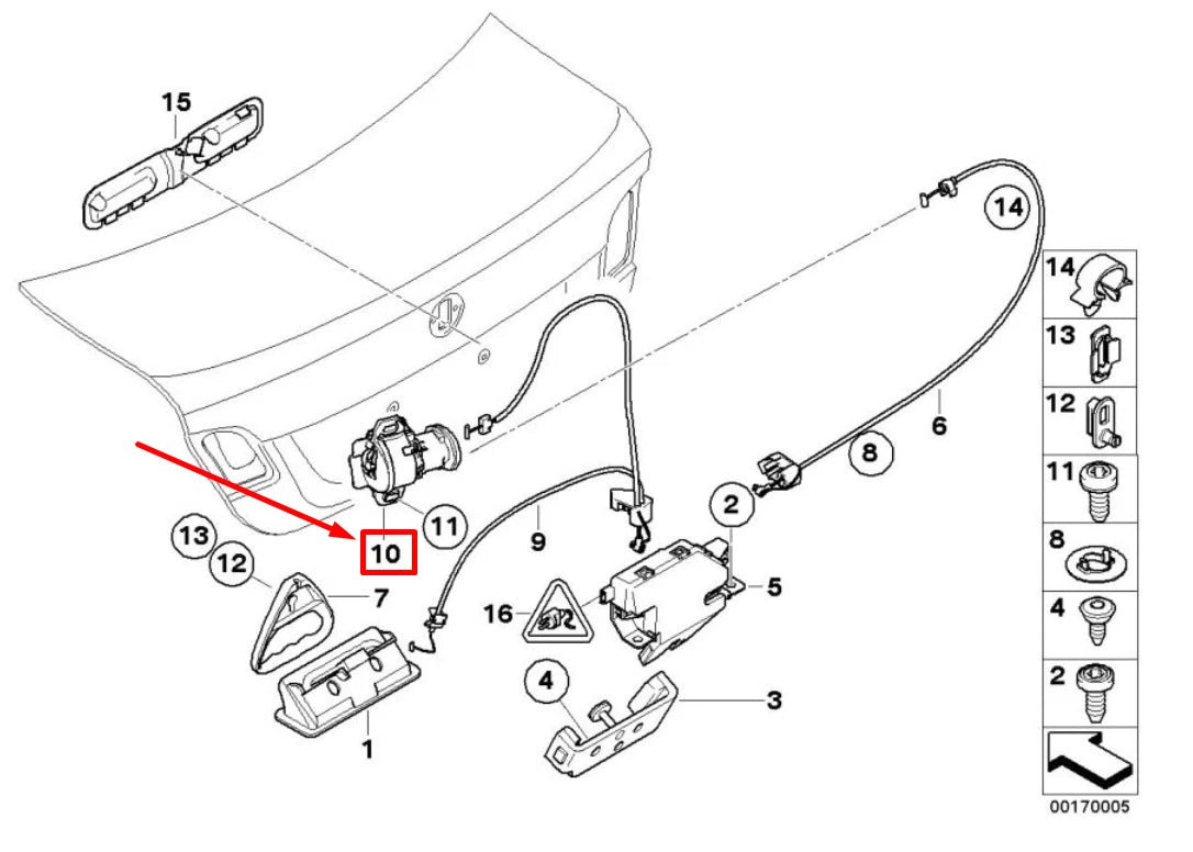 NEW BMW 3 E90 TAILGATE LOCK 7144878 51247144878 ORIGINAL