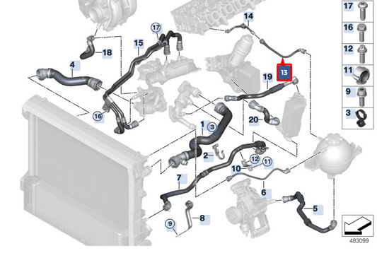 new bmw x4 g02 expansion tank hose 17128577061 original