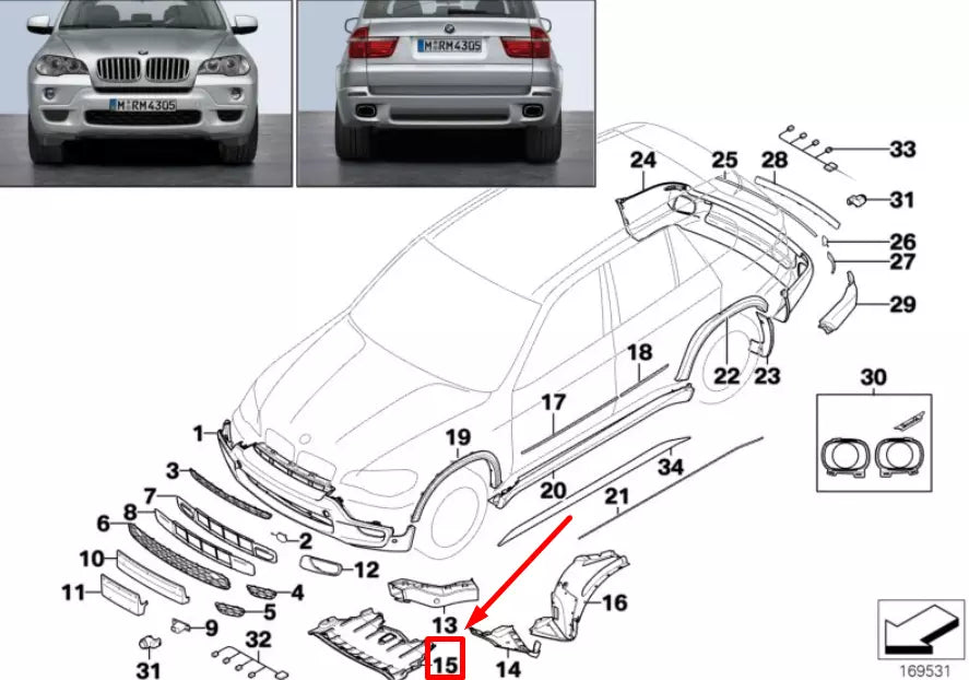 NEW BMW X5 E70 FRONT BUMPER UNDERBODY COVER 51758037187 8037187 ORIGINAL