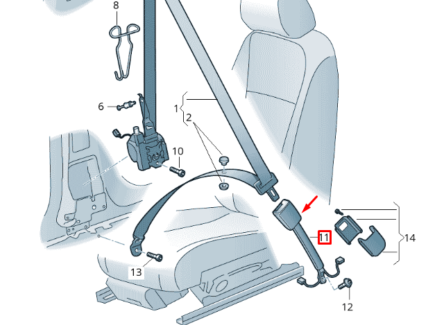 new volkswagen touran 5t front right seat buckle rhd 5ta857756cmnb original