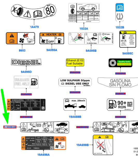 new ford kuga c520 mk2 jack operation decal cv69-17a078-ab 5230620 original