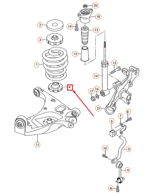 NEW AUDI A4 8E B6 REAR LOWER SPRING SUPPORT 8E0512297J ORIGINAL