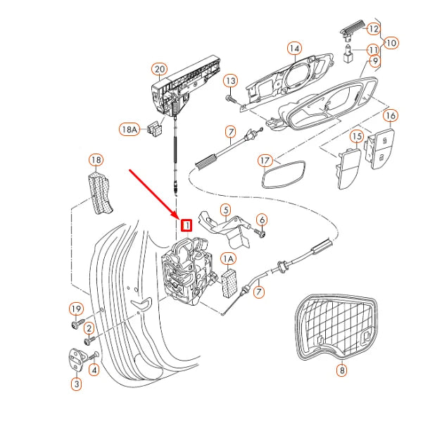 NEW AUDI A1 8X FRONT RIGHT DOOR LOCK LHD 8J1837016F ORIGINAL