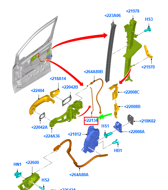new ford tourneo connect mk2 front door latch cylinder rod rhd 1825599 original
