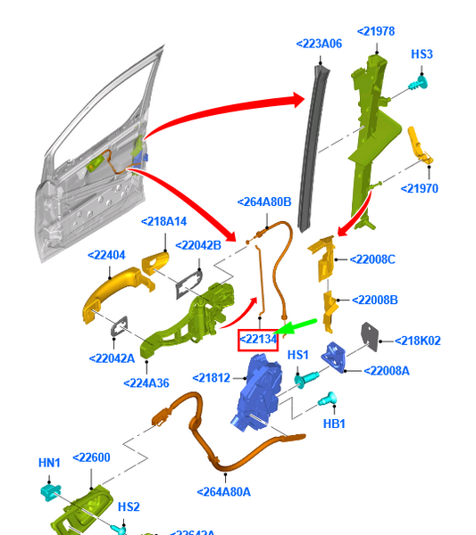 new ford tourneo connect mk2 front door latch cylinder rod rhd 1825599 original