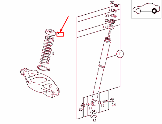 new mercedes-benz slk r170 rear coil spring shim a2103250284 original