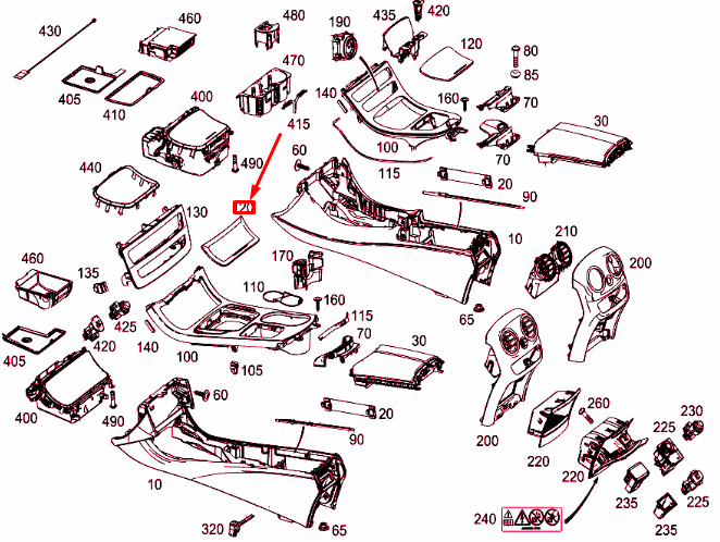 NEW MERCEDES-BENZ E W213 CENTER CONSOLE STORAGE BOX COVER A2136802401 ORIGINAL