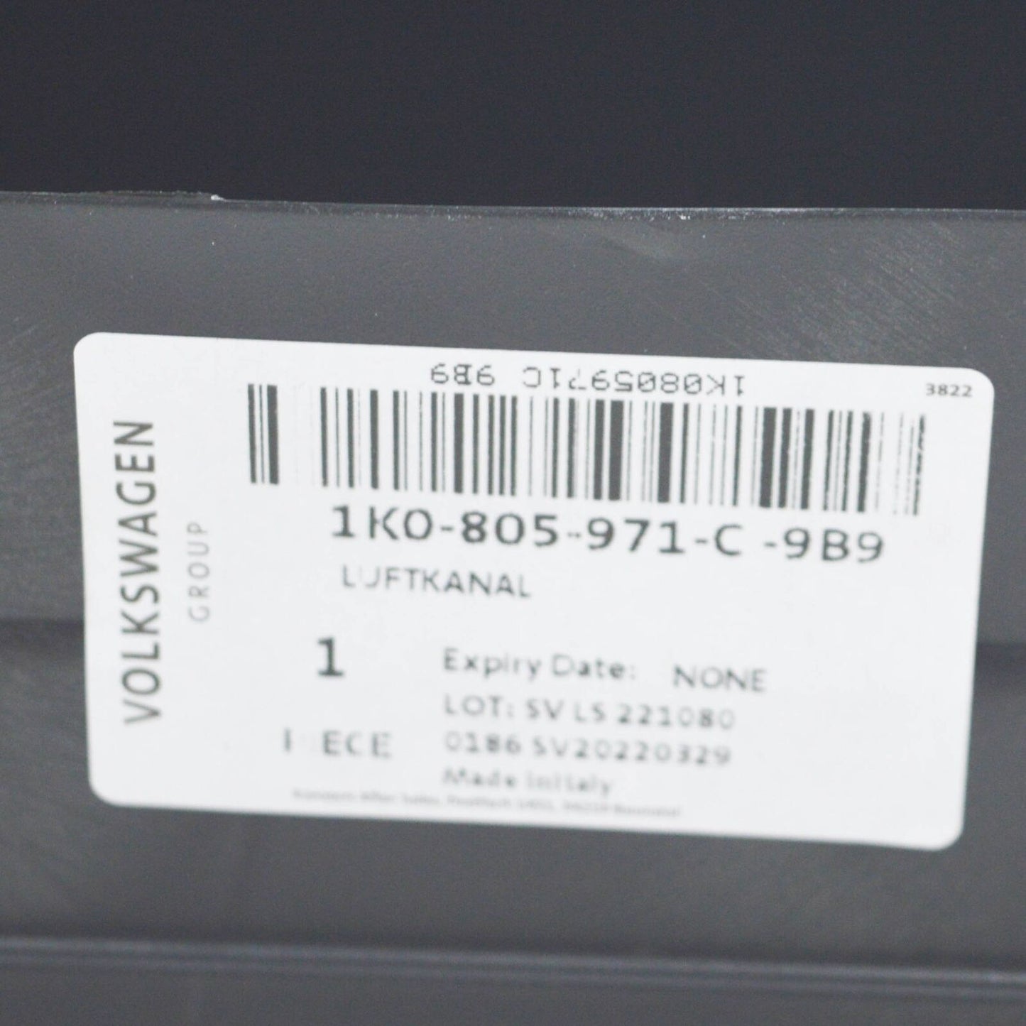 NEW AUDI A3 8P AIR INTAKE DUCT 1K0805971C9B9 ORIGINAL