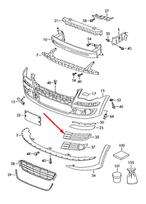NEW VOLKSWAGEN TOURAN 1T FRONT BUMPER RIGHT GRILLE 1T0853666J9B9 2008 ORIGINAL