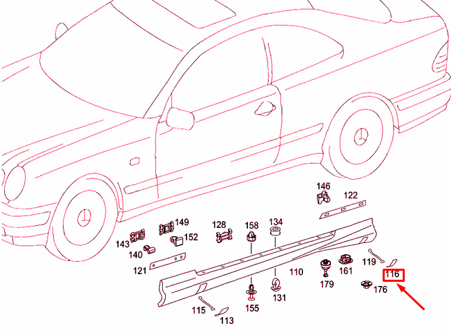 NEW MERCEDES-BENZ CLK C208 REAR RIGHT JACKING POINT COVER A2086985130 ORIGINAL