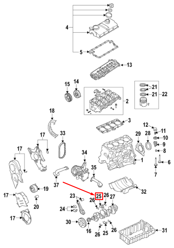 new audi a4 avant b7 lower crankshaft bearing 038105591am007 original