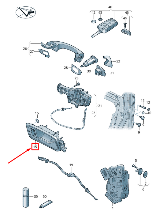 NEW VW TOURAN 5T RIGHT FRONT INNER DOOR OPENING HANDLE LHD 5TB837114FUBN