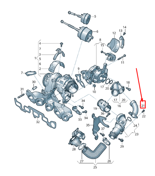 new vw tiguan ad engine connecting pipe 03n253369 original