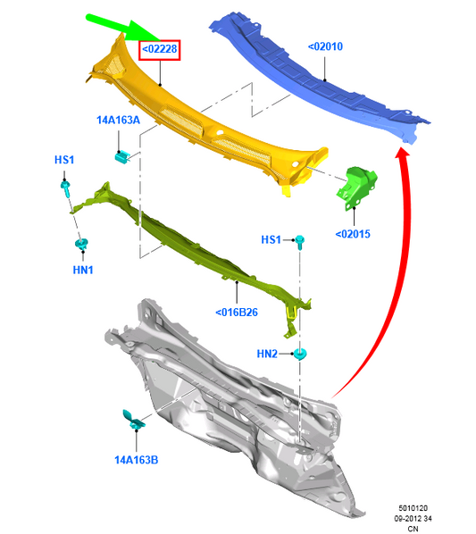 new ford fiesta mk6 wt cowl top grille lhd 1686784 8a61-a02216-ae original
