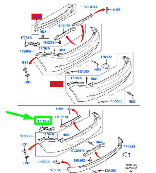 new ford fiesta be91 mk5 rear left bumper bracket 2s61-17a882-bf 1321368
