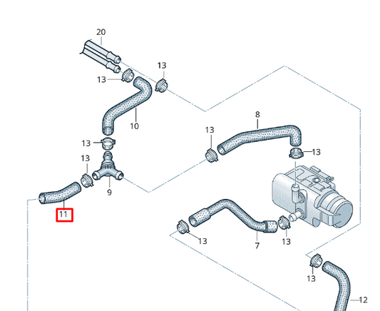 new volkswagen transporter t6 engine water coolant hose 7la819316 original