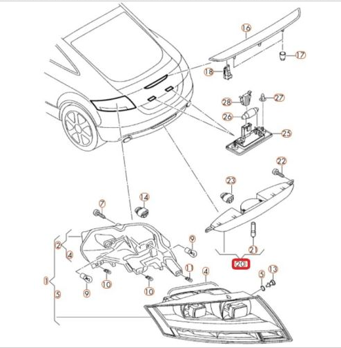 NEW AUDI TT 8J REAR FOG LIGHT 8J0945703 2013 ORIGINAL