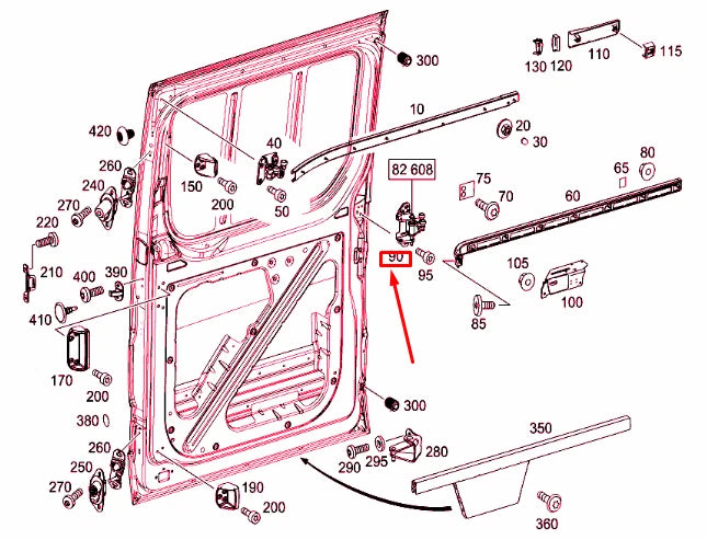 NEW MB SPRINTER 906 SLIDING DOOR RIGHT CENTRAL CARRIAGE A9067600347 ORIGINAL