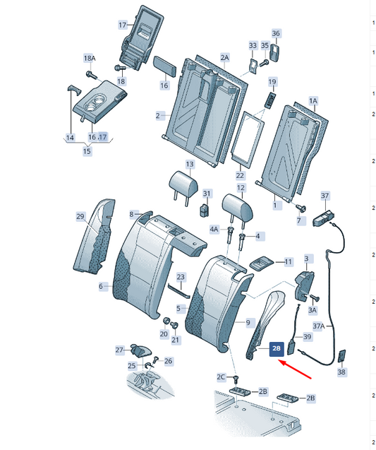 new skoda superb mk3 rear left seat side cushion pads 3v0885701alurl original