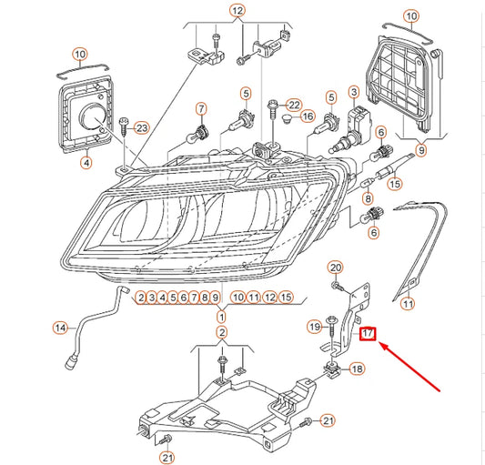 NEW AUDI Q5 8R FRONT RIGHT HEADLIGHT RETAINING PLATE 8R0941356 ORIGINAL