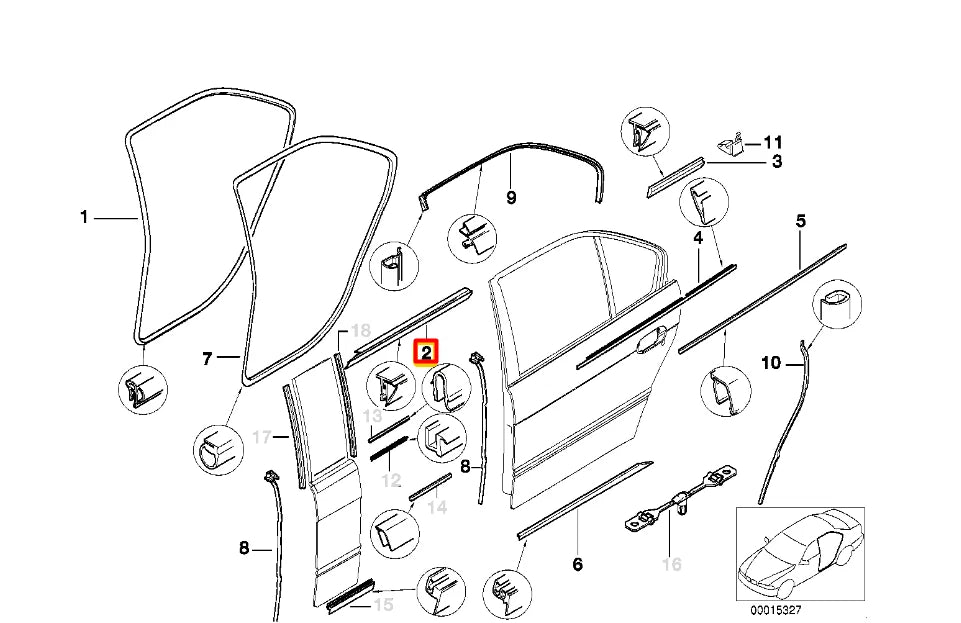 NEW BMW 7 E38 REAR RIGHT INTERIOR STRIP 51228243374 ORIGINAL