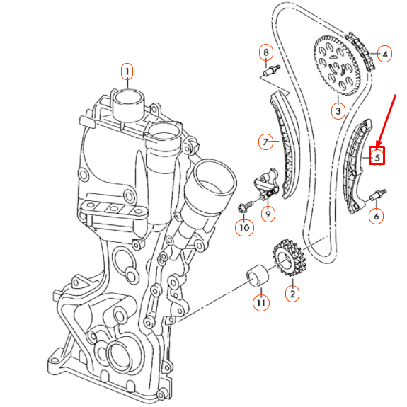 new audi a1 8x engine timing chain guide rail 03c109469k original
