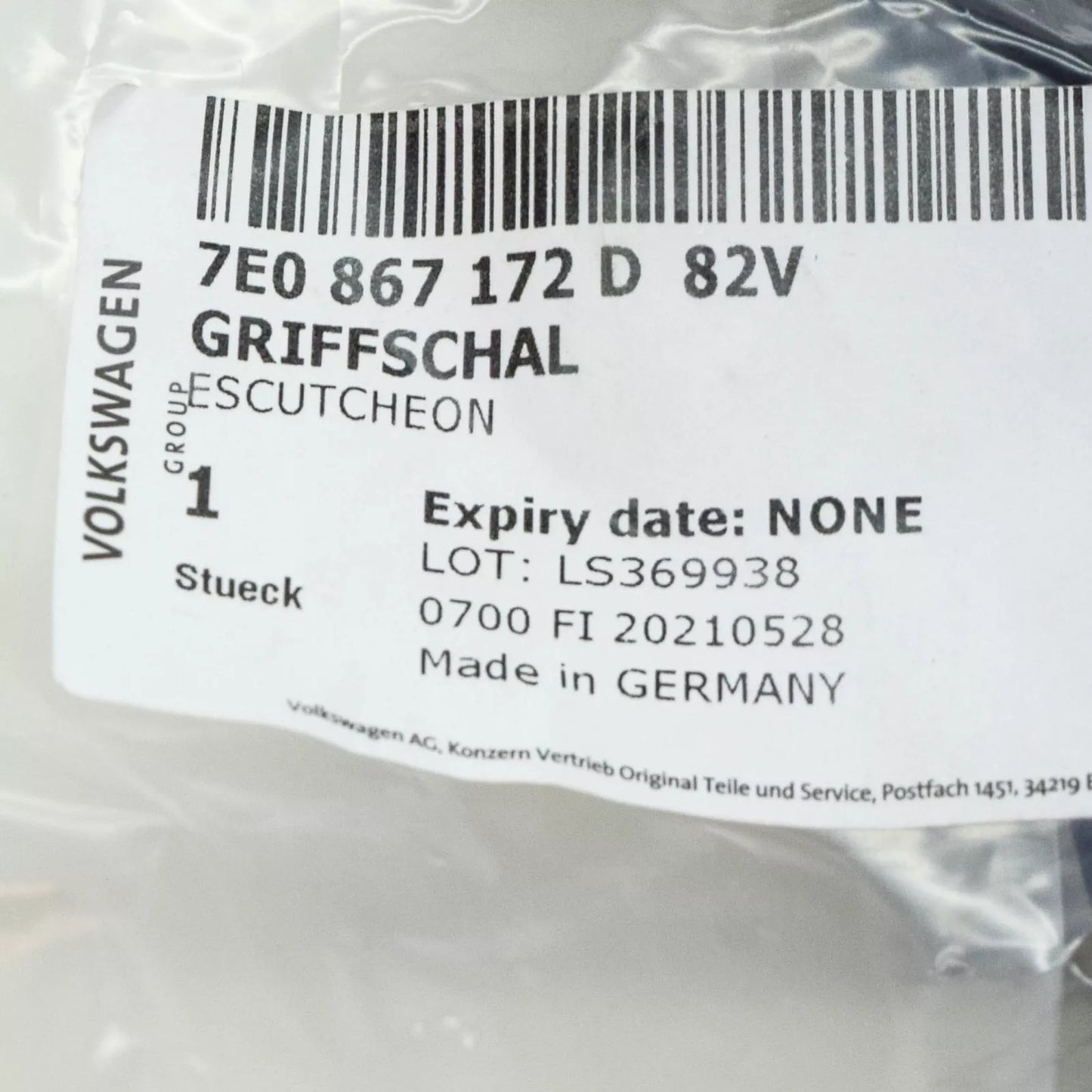 NEW VW TRANSPORTER T6 FRONT RIGHT DOOR UPPER HANDLE SHELL 7E0867172D82V ORIGINAL