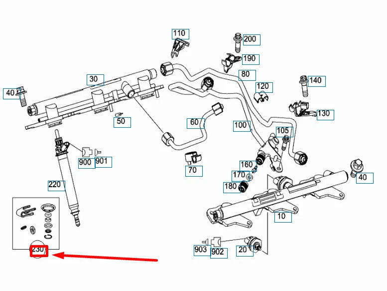NEW MERCEDES-BENZ GLE COUPE C292 FUEL INJECTOR O-RING KIT A1770720000 ORIGINAL