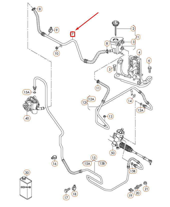 NEW VOLKSWAGEN BEETLE A5 FRONT POWER STEERING RESERVOIR HOSE 5C0422887E ORIGINAL