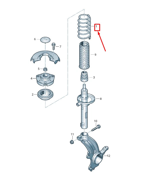 NEW AUDI A3 SPORTBACK 8P FRONT COIL SPRING 1K0411105FG ORIGINAL