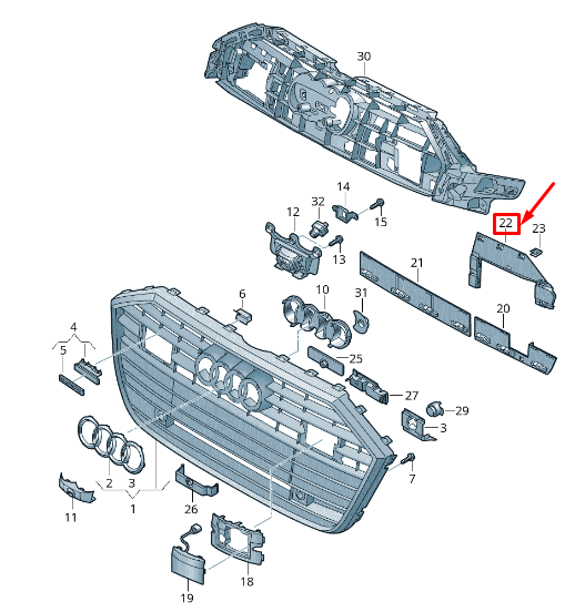 NEW AUDI A6 4A C8 RIGHT RADIATOR GRILLE CATCH 4K0807750D9B9 ORIGINAL
