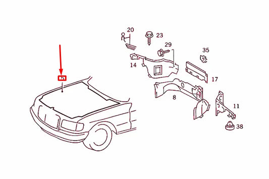 NEW MERCEDES-BENZ S W126 ENGINE HOOD INSULATION A1266800025