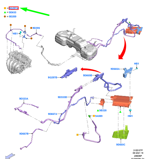 new ford kuga mk3 fuel vapour tube assy 2474113 lx68-9s327-ec original