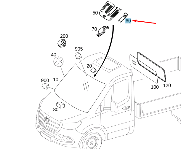 NEW MB SPRINTER W907 RAIN LIGHT SENSOR CENTER PART COVER A91082107009051