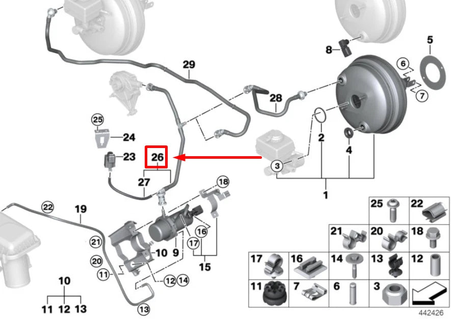 NEW BMW X5 F15 VACUUM PIPE WITH NON-RETURN VALVE 11667638502 7638502 ORIGINAL