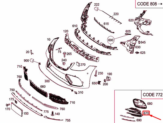 NEW MERCEDES-BENZ S W222 FRONT BUMPER RIGHT GRILLE A2228857300