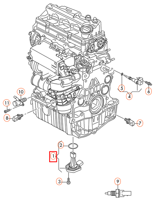 new audi a3 8v oil sump level meter sensor 06e907660c 2015 2.0 diesel original