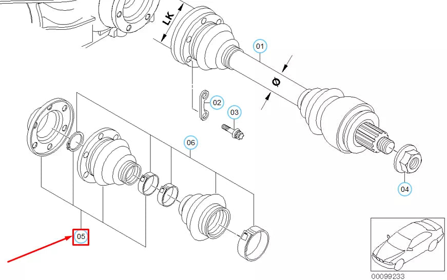 NEW BMW M5 E60 REAR AXLE INNER CV JOINT BOOT REPAIR KIT 33107840906 ORIGINAL