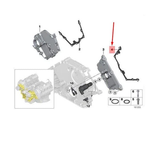 NEW BMW X5 E70 ENGINE TIMING CHAIN CASE GASKET 11147543301 7543301 ORIGINAL