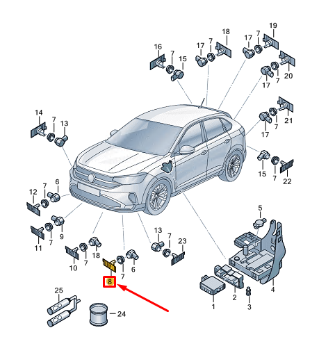 new vw taigo cs front left bumper parking sensor bracket 2g5919493d original